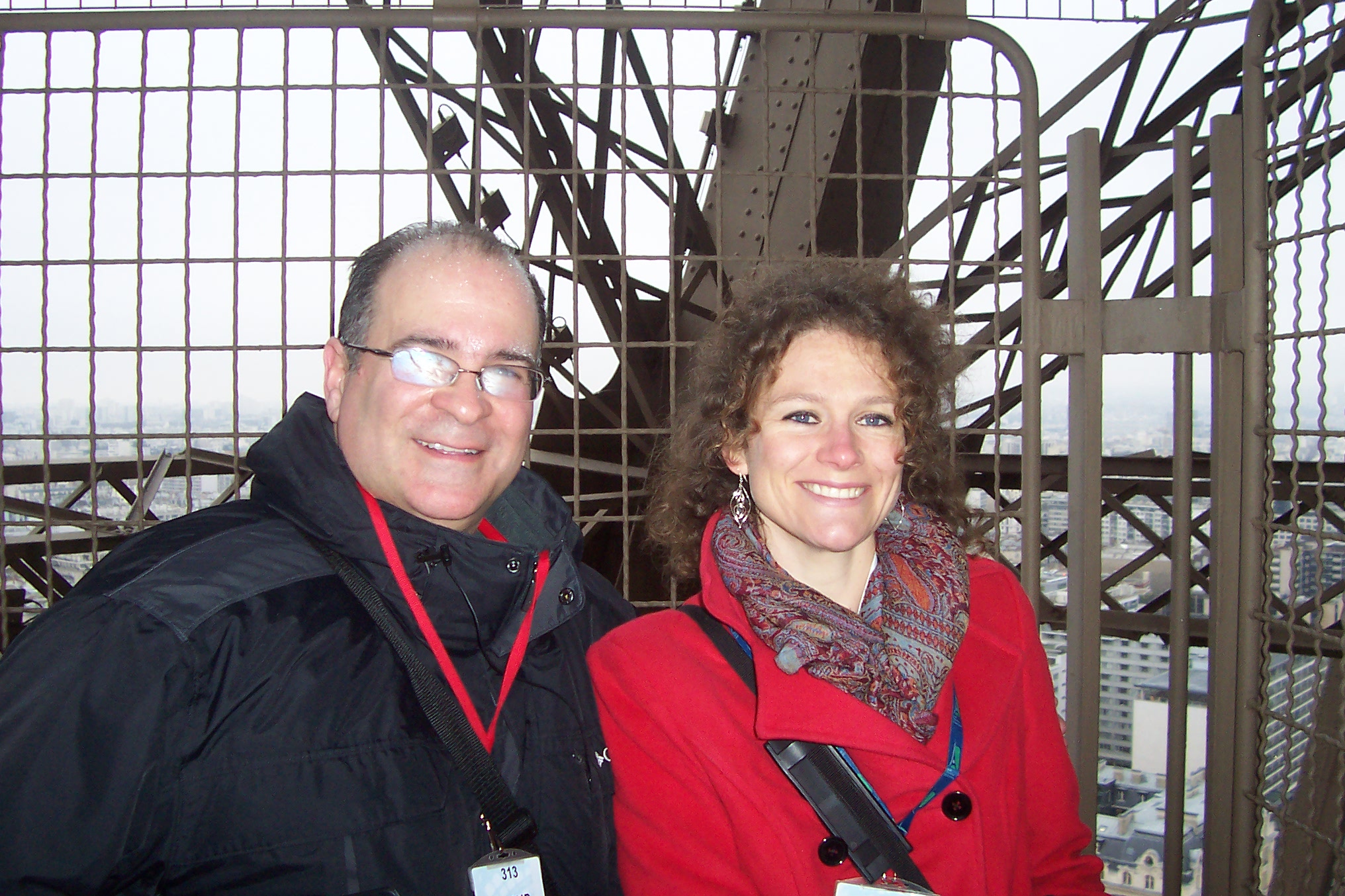 Joseph Bertolozzi & Marthe Ozbolt, Jan 8, 2013 at the summit of the Eiffel Tower