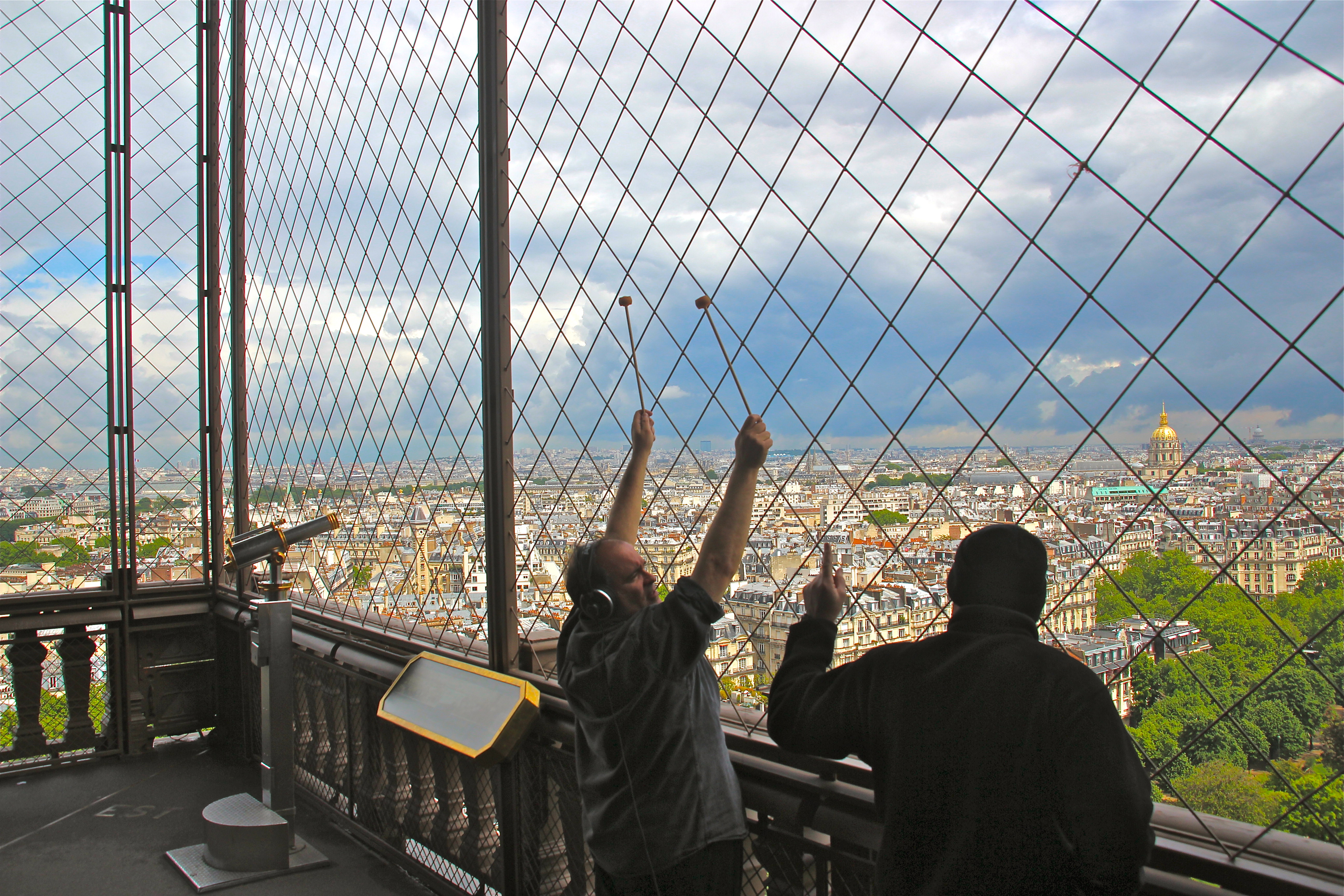 Joseph Bertolozzi and Joe Popp recording the Eiffel Tower. Image (c) 2013, by Franc Palaia
