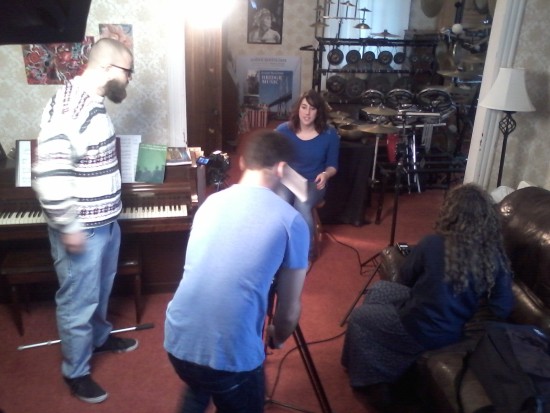 SUNY Documentary Crew setting up in the Bertolozzi house, 2015, #1
