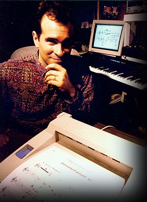Composer Joseph Bertolozzi in his home studio, 1994